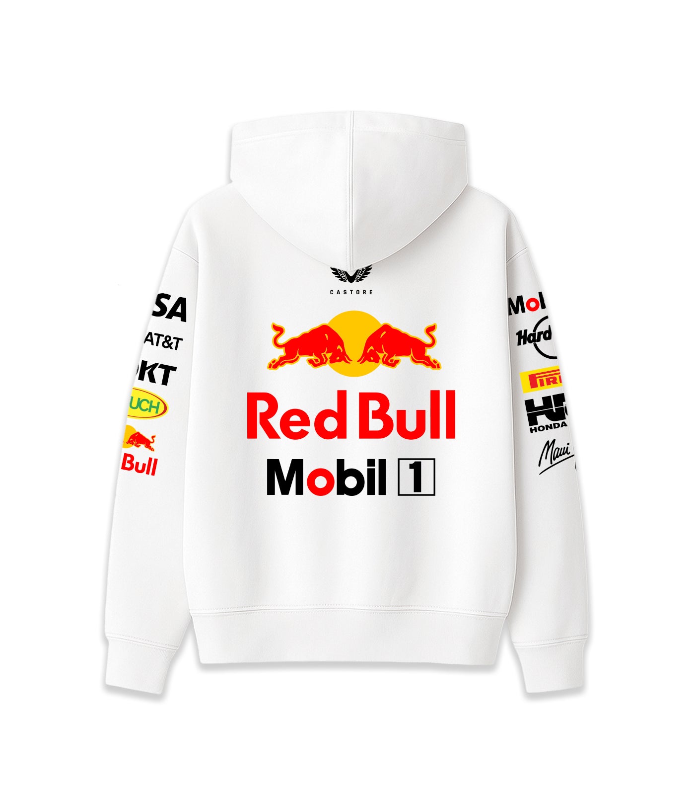 "Hoodie Red Bull Racing buzo Formula 1 blanco estampado espaldar"